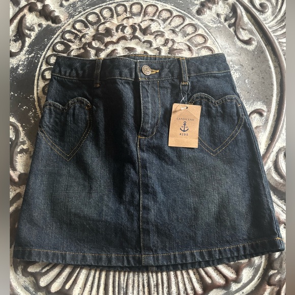 Lands' End Other - Girls Lands' End Dark Blue Denim Skirt with Heart Pockets 8